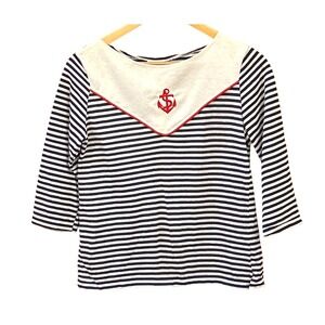 Vintage Variety Deadstsock Striped Anchor Top Nautical Sailor Coastal Chic